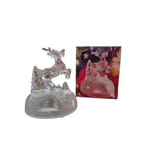 Cristal d'Arques Crystal Reindeer Figuring Christmas Holiday Decor Box France